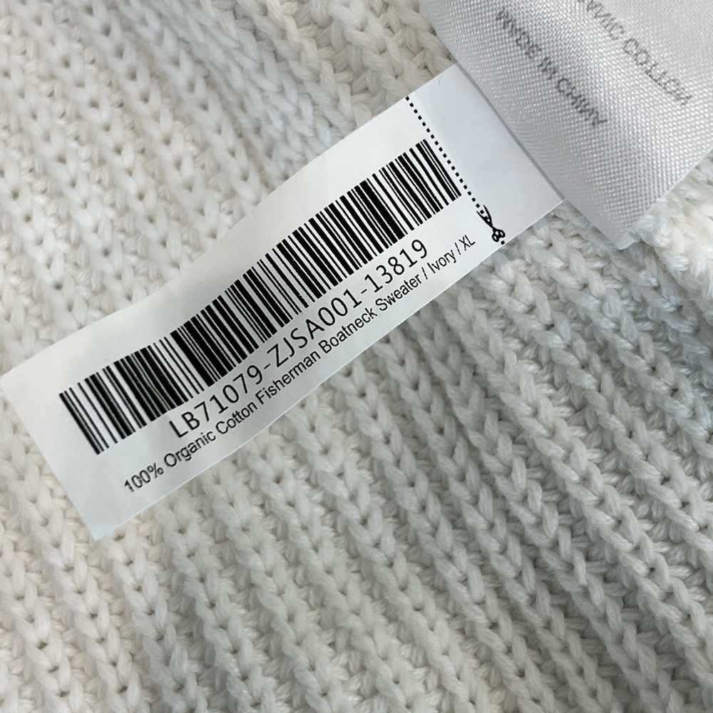 Quince 100% Organic Cotton Fisherman Boatneck Sweater Ivory XL - Picture 7 of 7